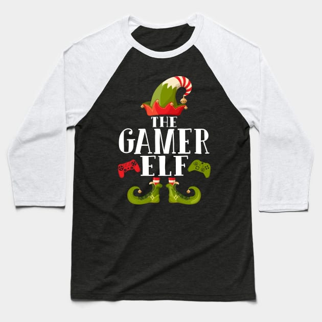 Gamer Elf Matching Family Christmas Pajamas Baseball T-Shirt by ruffianlouse